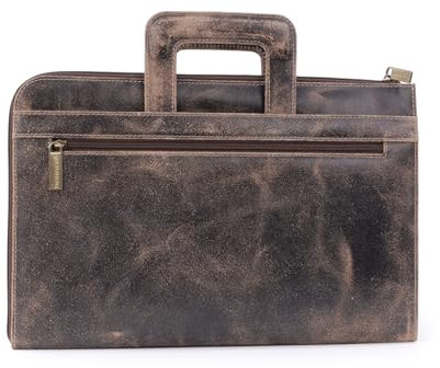 Bucklestone - Porte Document Cuir Homme - Pochette A4 Bloc-Note et Tablette - Conférencier Zippé Poignée Rétractable - Westminster - Marron