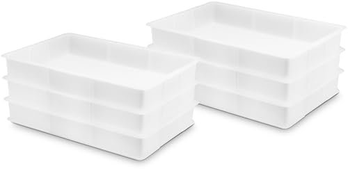 EASYROSE 6 Packs Pizza Dough Proofing Box Stackable 60 x 40x 9.5cm Pizza Dough Box, Plastic Proofing Tray, Dishwasher Safe (6 Boxes)