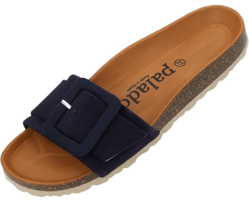 Palado Pantoletten Damen Nubra - bequeme Sandalen Made in Spain - Hausschuhe mit dämpfendem Kork-Fußbett - modische Sommerschuhe