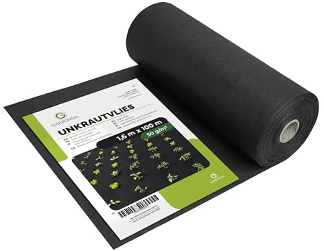 Garronda 1,6x100m Unkrautvlies 50g/m² Gartenvlies wasserdurchlässig GD-0176 | Reißfest, als Bodenvlies zur Unkrautkontrolle und Bodenabdeckung für Beete, Wege, Untergrund und Garten