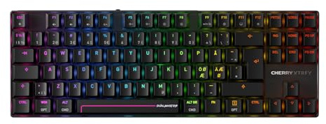 Cherry XTRFY MX 8.2 Pro TMR Wireless, Clavier de Jeu magnétique/mécanique TKL Disposition Pan Nordique (QWERTY), Interrupteur Cherry MK Crystal remplaçable à Chaud, Noir
