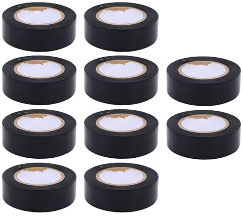 Aolidsive Isolierband, Schwarzes PVC, Flammhemmend, Wasserdicht, Hochtemperatur-Isolierband für Elektrische Reparaturen, Kfz-Verkabelung, 10 Rollen 20 Mm X 10 M