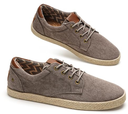 GLAMORA Zapatillas Lona Hombre con Cordones Alpargatas Canvas Zapato Plano Ligero Transpirable Suela Goma Efecto Esparto Casual Verano Flexible Comodo kk-44