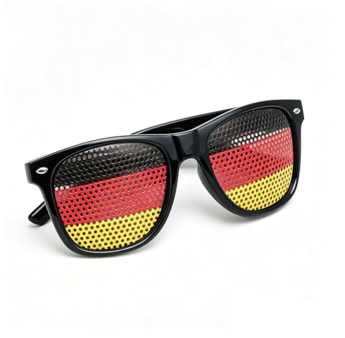 Fanbrille Deutschland Fanartikel Deutschland Brille,Fussball Flaggen Fan Sonnenbrille Design Lochbrille Augentraining Pinhole Glasses Merch,für Fußball Party Em Wm 2026 Viewing Party Schwarz-Rot-Gold