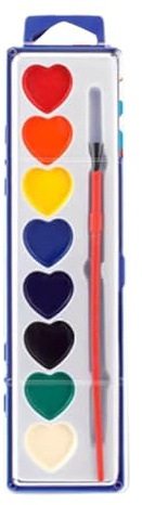 Herzförmiges Aquarellfarben-Set Valentinstag auswaschbare Wasserfarben mit Pinsel Malset für Kunstbedarf Geburtstagsgeschenk 10 ml pro Farbe ideal für kreative Malbuch-Projekte (White, 20cm)