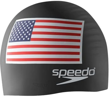 Speedo Swim cap Silicone, Cuffia da Nuoto Unisex, Bandiera Nera, Taglia Unica