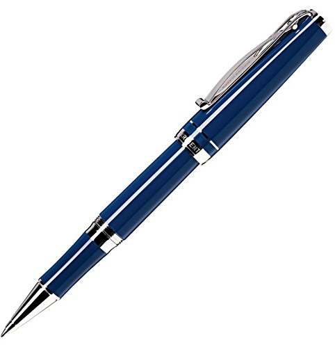 Cleo Skribent Platinum +++ Rollerball +++ vergoldete Zierringe und Clip +++ Schaft in Blau +++ HAND MADE IN GERMANY