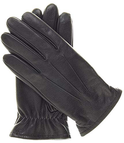 Pratt & Hart Gondola Herren-Lederhandschuhe mit Thinsulate (Touchscreen), ideal für Autofahren und Reiten im Winter, Schwarz (Schaffell), Schwarz, X-Large