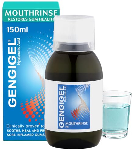 Gengigel Mouthwash 150ml, Hyaluronic Acid Mouth Ulcer Treatment | Gum Repair & Gum Disease Support, Oral Rinse for Dry Mouth, Gingivitis & Gum Irritation