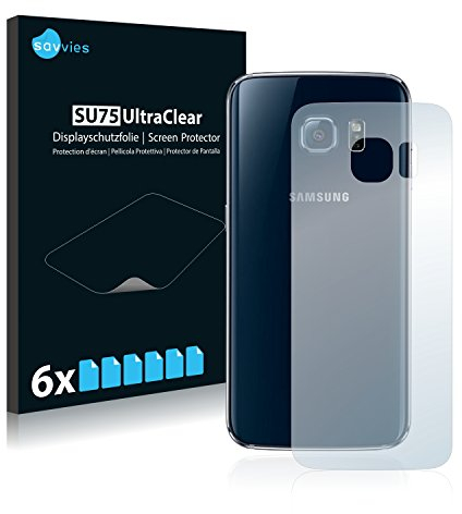 Savvies 6 Stück Schutzfolie für Samsung Galaxy S6 Edge (Rückseite) Displayschutz-Folie Ultra-Transparent