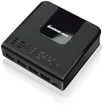 IOGEAR 4x2 USB 3.0 Peripheral Sharing Switch - Share 4 USB Devices Between 2 Computers - LED Indicators - Cables n Remote Included - PC - MAC - Printer - Scanner - Mouse/Keyboard and More - GUS432