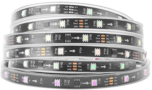 BTF-LIGHTING WS2811 RGB adressierbare Traum Farbe LED-Streifen 5m 30LEDs/m 10Pixels/m 150LEDs 50Pixels IP67 Spritzwassergeschützt Schwarz PCB Flexibel DC12V Lauflicht Effekt für Heimdekoration