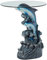 OK Lighting Animal Beistelltisch mit Glasplatte, 61 cm, Delfin, Blau und Grau