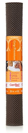 Con-Tact Brand Grip Premium Thick Non-Adhesive Shelf and Drawer Liner, 20 x 4', Chocolate