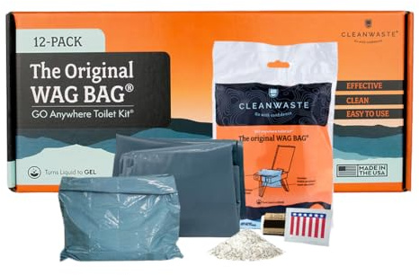 Cleanwaste WAG Bag Portable Toilet Kit with Odor Control Bags, 12 Ct