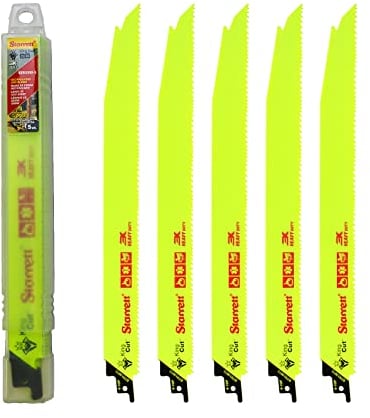 Starrett Bi-Metal Reciprocating Saw Blade - 5 Pieces BTR12610-5 King-Cut 300 mm/12 Inch 6-10TPI Unified Shank Heavy Duty Cutting - Compatible with Bosch Dewalt Makita & Many Others