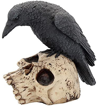 Nemesis Now Ravens Remains Figurine 13cm, Crow Skull Gothic Ornament, Black
