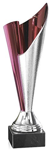 Pokal silber/rot aus Kunststoff mit Marmorsockel, Größe ca. 23 cm