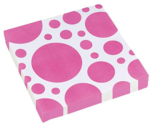Amscan 999324 - Servietten Bright Pink Dots, 20 Stück, 33 x 33 cm, Motto-Party, Geburtstag