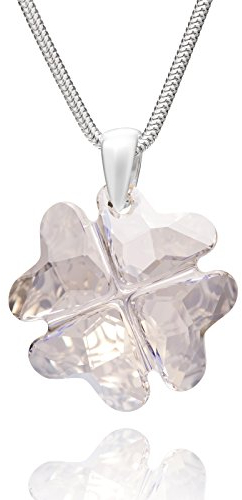 LillyMarie Collar De Plata Con Colgante De Trébol De Cuatro Hojas De Cristal Plata 925