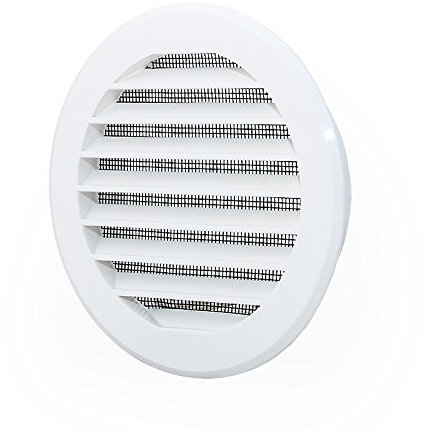 White Circle Air Vent Grille 100mm / 4 with Mesh Round Furniture Ventilation Ducting Cover