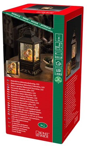 Konstsmide 2800-000 LED Schneelaterne mit Weihnachtsmann und Kindern / für Innen (IP20) / 1 warm weiße Diode / Batteriebetrieben: 3 x AA 1.5V (exkl.), Warmweiß, 10.5 x 10.5 x 22 cm