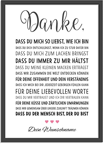 OWLBOOK® Personalisierte Geschenke für Frauen Männer zum Geburtstag | Partner Geschenke | Ostergeschenke Geburtstagsgeschenke für Freundin Freund | Danke Liebe | Bild optional mit Rahmen