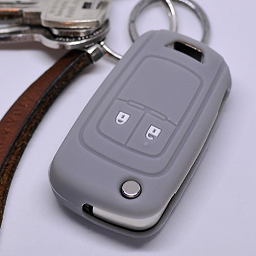 Soft Case Silikon Auto Schlüssel Schutz Hülle Klappschlüssel Grau kompatibel mit Opel Chevrolet ab 2008