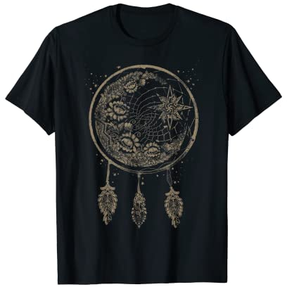 Dreamcatcher Crescent Moon Starry Paisley T-Shirt