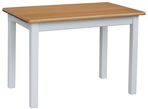 k koma Einzigartiger Esstisch aus Massivem Kiefernholz – 120 x 80 cm, Weiß,Alder,Erle, Landhauscharme