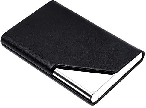 Porte-Cartes de Visite en Cuir et Acier Inoxydable de Luxe pour Homme et Femme - Gardez Vos Cartes de Visite Propres Small Y-BK
