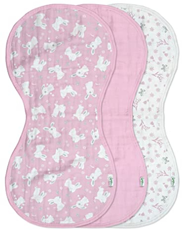 Green Sprouts - Mull Spucktücher aus Bio-Baumwolle (3er-Pack) - Pink Bunny