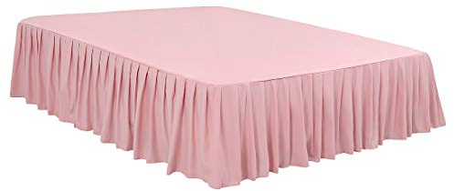 PiccoCasa Luxuriöses Spannbetttuch mit Rüschen, 40 cm Rüschen, weiche, gebürstete Mikrofaser, Rüschenvolant, Faltenbettrock (Einzelbett, Rosa)