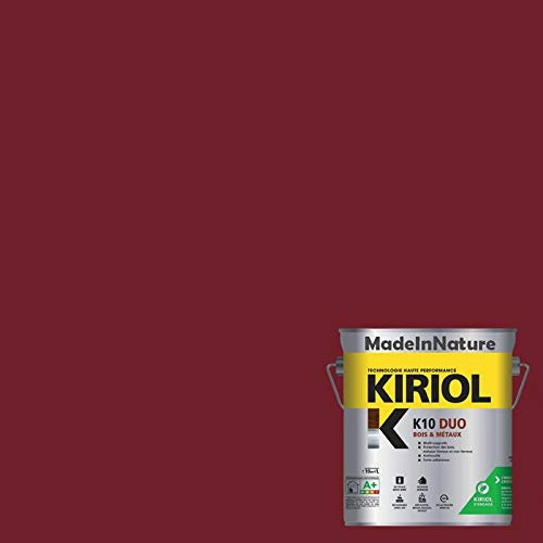 Peinture Bois et Métaux, Sous couche et Finition, Antirouille, sur Fer, Acier Galvanisé, même rouillés, très opacifiant, de MadeInNature (0.75 litre pour 10 m², soit 5 m² pour 2 couches, RAL 3004)