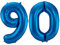 Folienballon 86 cm Blau Zahlenballon, Luftballon, Geburtstag, Zahl für Helium und Luftfüllung geeignet (90)