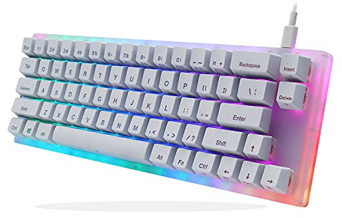 Womier K66 60% Hot Swappable Mechanical Keyboard RGB Backlit Keyboard with Gateron Switch 60% for PC, PS4, Xbox (Yellow Switch, White)