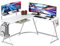 SHW Vista L-förmiger Schreibtisch mit Monitorständer, weiß