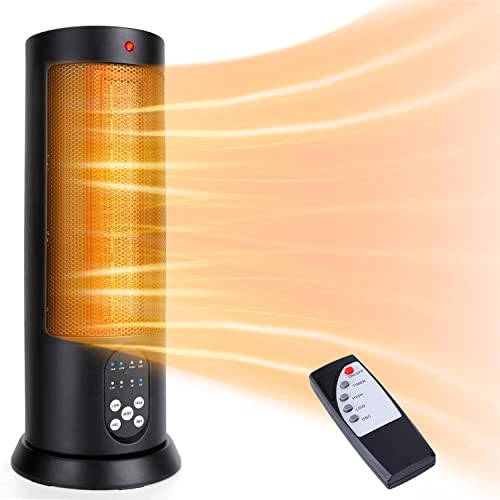 Aigostar - Heizlüfter mit Fernbedienung, LED Touch, Schnellheizer mit 3D Flamme, 2000W, 5 Modi & ECO, Heizlüfter Energiesparend Leise, Einstellbare Temperatur 5-35℃, 24H Timer, 60° Oszillation,Schwarz