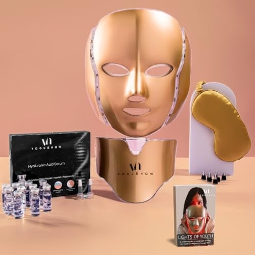 Led face mask Light Therapy - Dermawave 7 Colors Light Therapy Mask with 10 Pcs Serum Pack & Ebook - Light Therapy Facial for a Brighter - Blue & Red Light Therapy - Spa Facial For Rejuvenation