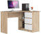 AKORD Eckschreibtisch B16 mit Regal 124 cm | 3 Schubladen Links | Schreibtisch | Ecktisch | Eck Schreibtisch | für Home | für Office | B124 x H77 x T85 cm | Gewicht 41,40 kg | Sonoma Eiche/Weiß