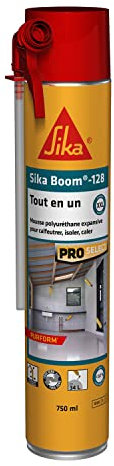 SIKA - Mousse polyuréthane expansive - Sika Boom 128 - Calfeutrer - Isoler - Caler - Int/Ext - Usage tous sens - Réutilisable - Multisupports - Facile à découper - Expansion 34L - Blanc - 750ml