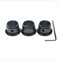 KAISH 3 x Aluminium-Potentiometer-Drehknöpfe, 6,35 mm (1/4 Zoll), universeller Zylinderknopf, Klingelknopf mit Stellschraube für Gitarre/Bass/AMPS/Vorverstärker, schwarz mit polierter Kante und