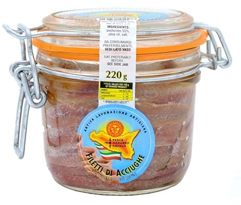Sardellenfilets in Olivenöl im luftdichtem Glas 220 gr