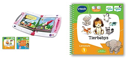 Vtech MagiBook v2 pink inklusive 2 Lernbüchern – Interaktives Lernbuchsystem zur Vorbereitung auf den Kindergarten und die Schule – Für Kinder von 2-7 Jahren & 80-480004 Lernstufe 1