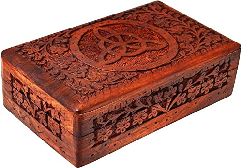 GURU JEE Indische Holz-Schmuckschatulle, handgefertigt, 20,3 x 12,3 x 6,3 cm