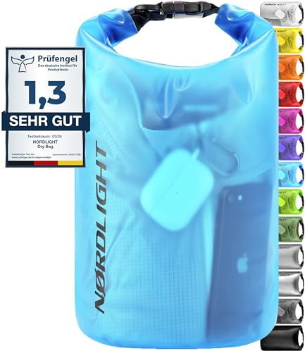 Nordlight Dry Bag 20L Wasserdichter Beutel - (Blau) Wasserdichter Packsack Mit Roll Top Verschluss Und Schultergurt | Schwimmen, Baden, Strand, Kanu, Stand Up Paddling, Tauchen