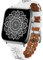 TopPerfekt Lace Leather strap Compatible Apple Watch 42mm 44mm 45mm 49mm Women Ultra Thin hollow out Breathable Leather strap Classic Clasp for iWatch Collection Ultra SE 8 7 6 5 4 3 2 1 white