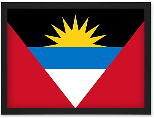 Artery8 Antigua and Barbuda National Flag Patriotic Vexillology World Flags Country Region Poster Artwork Framed Wall Art Print A4