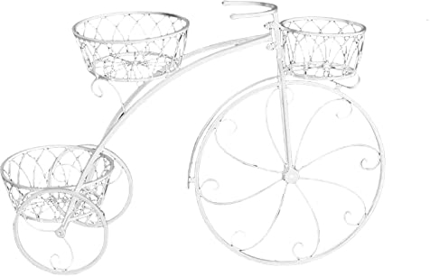 kowaku Fahrrad Blumenständer, Blumentopf, Wagenhalter, Mehrzweck Fahrrad Pflanzenständer für Balkon, Weiß