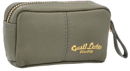 Gusti Schlüsseltasche Leder - Butler Schlüsseletui Schlüsselmappe Schlüsselmäppchen Damen Herren Leder (Grau)